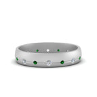 14K White Gold / Green Emerald / Lab Grown