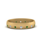 14K Yellow Gold / Green Emerald / Lab Grown