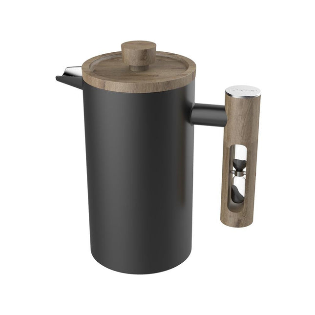 French Press with Timer - Stainless Steel - Black