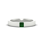 14k White Gold / Green Emerald / Lab Grown