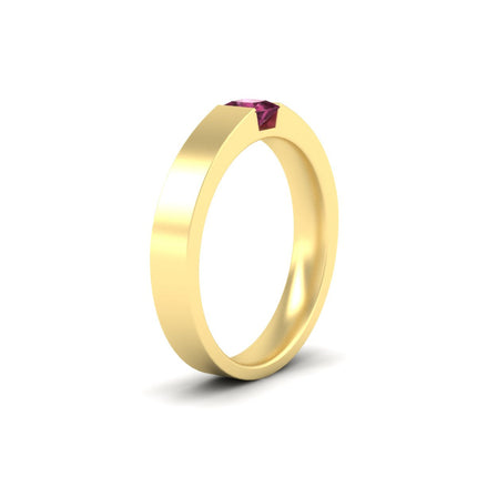 Half Bezel Solitaire Mens Engagement Ring