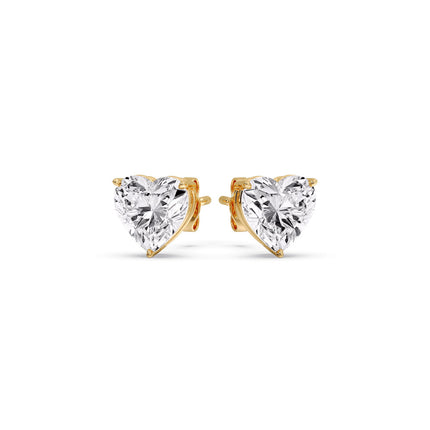 Heart Shaped 3 Prong Basket Stud Earring
