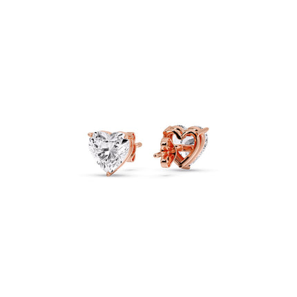 Heart Shaped 3 Prong Basket Stud Earring