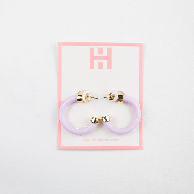 Mini  Hoops - Lavender with Pearls