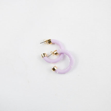 Mini  Hoops - Lavender with Pearls