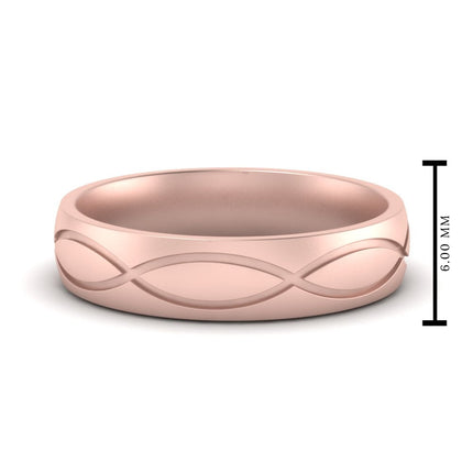 Infinity Grooved Mens Gold Ring