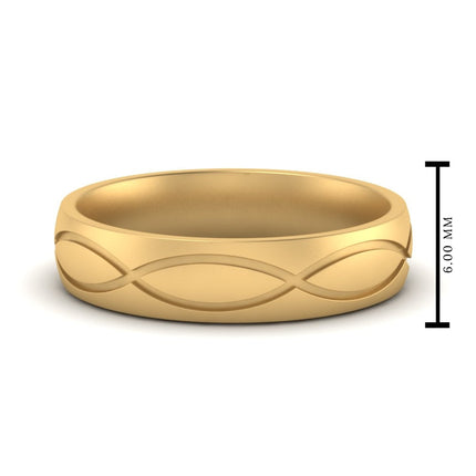 Infinity Grooved Mens Gold Ring