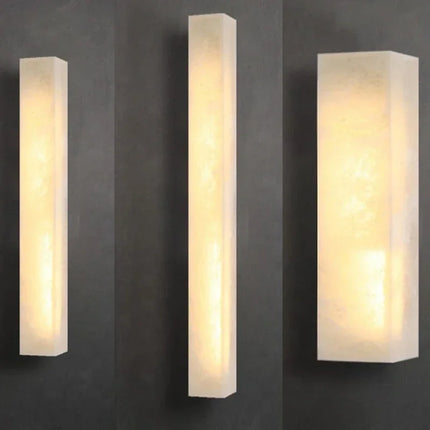 Sienna Verro Long Marble Wall Sconce — Modern Copper & Stone Accent Lighting for Hall, Living Room & Boutique Interiors