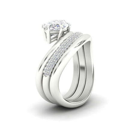 Dual Bands with Wave Solitaire Ring