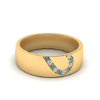 14k Yellow Gold / Blue Topaz / Lab Grown