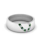 14k White Gold / Green Emerald / Lab Grown
