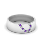 14k White Gold / Purple Amethyst / Lab Grown