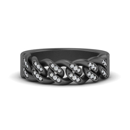 Mens Cuban Link Diamond Wedding Ring