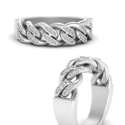 Mens Cuban Link Diamond Wedding Ring