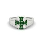 14k White Gold / Green Emerald / Lab Grown