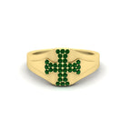 14k Yellow Gold / Green Emerald / Lab Grown