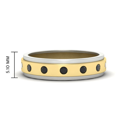 Mens Two Tone Bezel Stone Wedding Ring