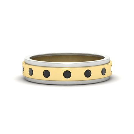 Mens Two Tone Bezel Stone Wedding Ring