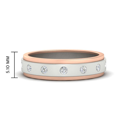 Mens Two Tone Bezel Stone Wedding Ring