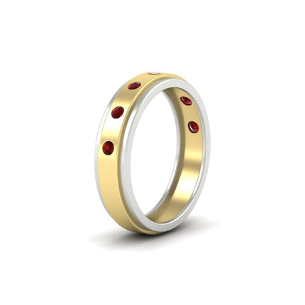 Mens Two Tone Bezel Stone Wedding Ring