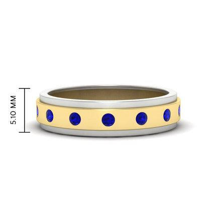 Mens Two Tone Bezel Stone Wedding Ring