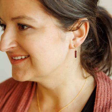 Mini Red Garnet Earrings