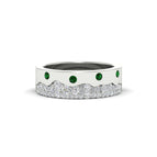 14k White Gold / Green Emerald / Lab Grown