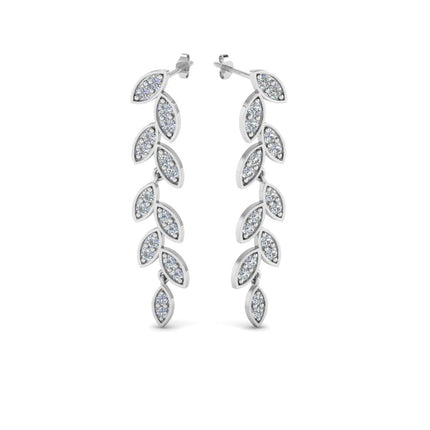 Pave Diamond Leaf Drop Earring