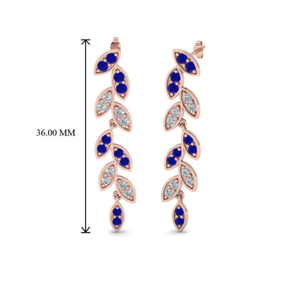 Pave Diamond Leaf Drop Earring