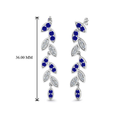Pave Diamond Leaf Drop Earring