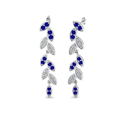 Pave Diamond Leaf Drop Earring
