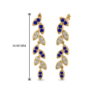 Pave Diamond Leaf Drop Earring