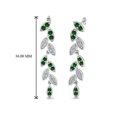 Pave Diamond Leaf Drop Earring