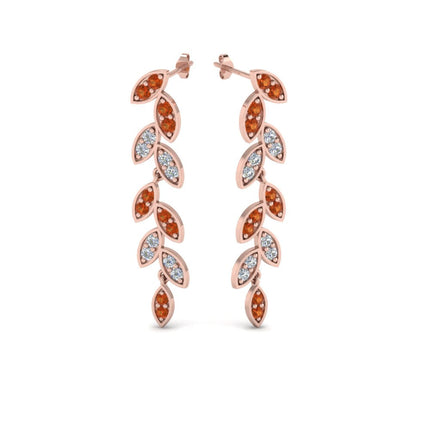Pave Diamond Leaf Drop Earring