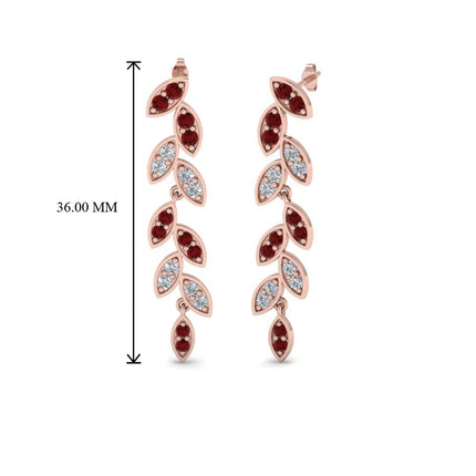 Pave Diamond Leaf Drop Earring