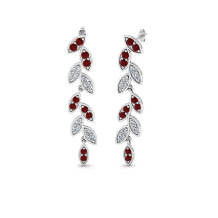 Pave Diamond Leaf Drop Earring