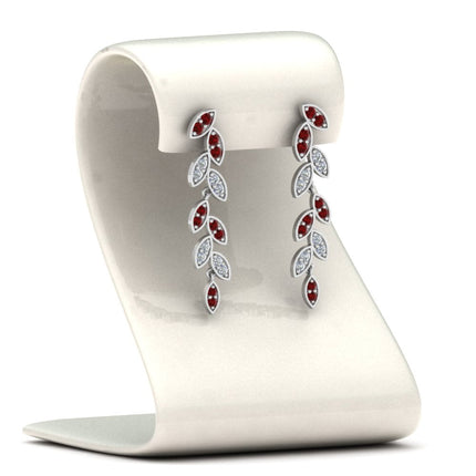 Pave Diamond Leaf Drop Earring