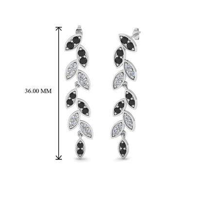 Pave Diamond Leaf Drop Earring