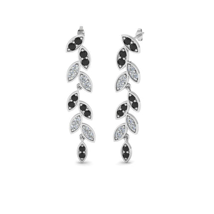 Pave Diamond Leaf Drop Earring