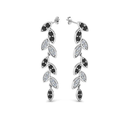 Pave Diamond Leaf Drop Earring