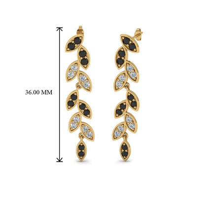 Pave Diamond Leaf Drop Earring