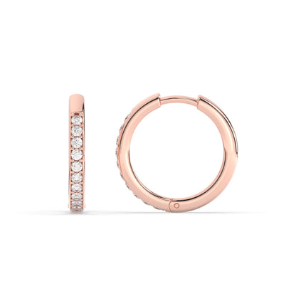 Pave Set Round Diamond Hinged Hoop Earrings