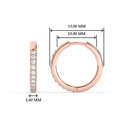 Pave Set Round Diamond Hinged Hoop Earrings