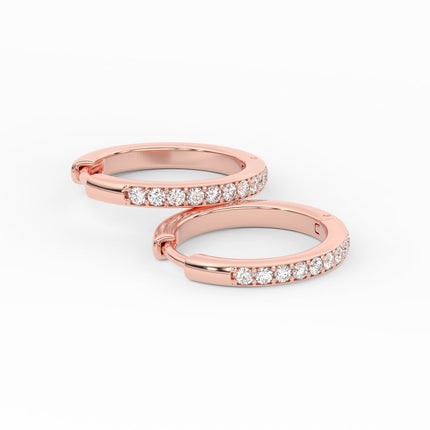 Pave Set Round Diamond Hinged Hoop Earrings