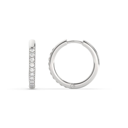 Pave Set Round Diamond Hinged Hoop Earrings