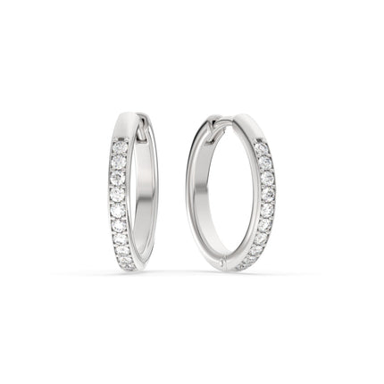 Pave Set Round Diamond Hinged Hoop Earrings