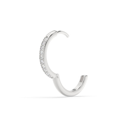 Pave Set Round Diamond Hinged Hoop Earrings
