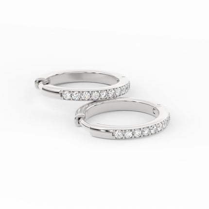 Pave Set Round Diamond Hinged Hoop Earrings