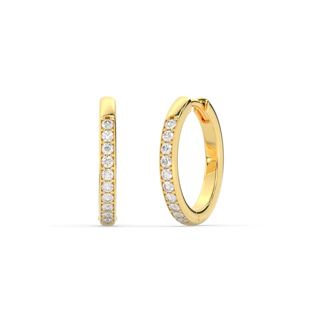 Pave Set Round Diamond Hinged Hoop Earrings