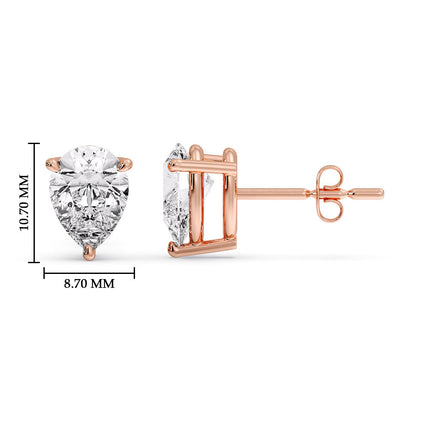 Diamond Pear Cut 3 Prong Earring